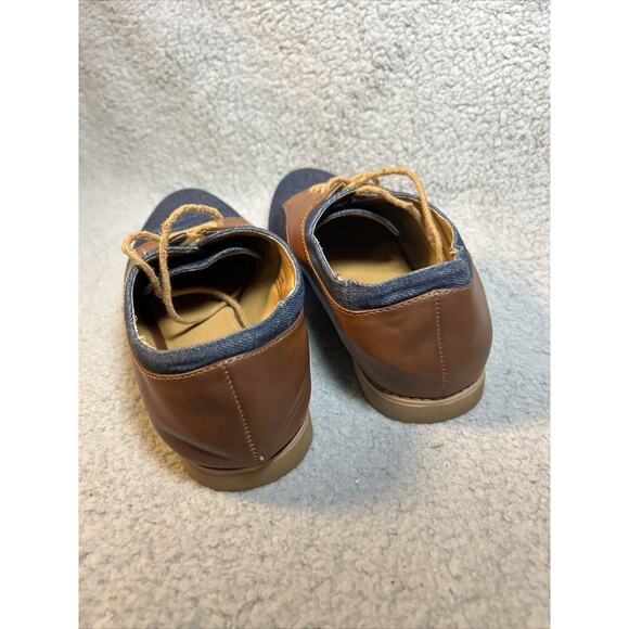 GH Bass Womens Dixie Saddle Shoes Oxfords Flats Denim Brown Trim Laces Up Sz 10M - Picture 8 of 14